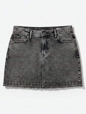 💥 AllSaints "Betty Studded Skirt" Distressed Denim Mini Skirt 💥